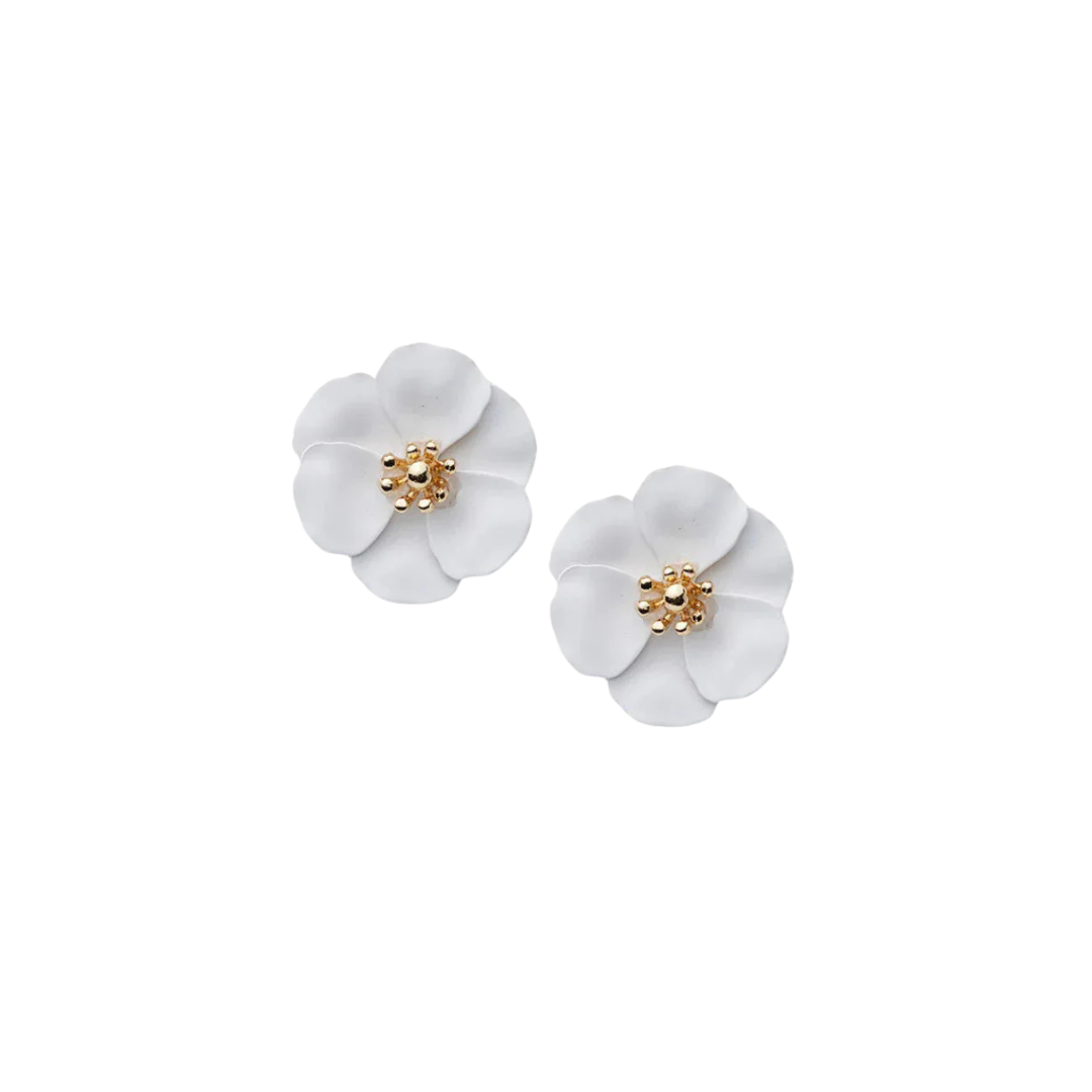 Flower Small Earrings - White Mat