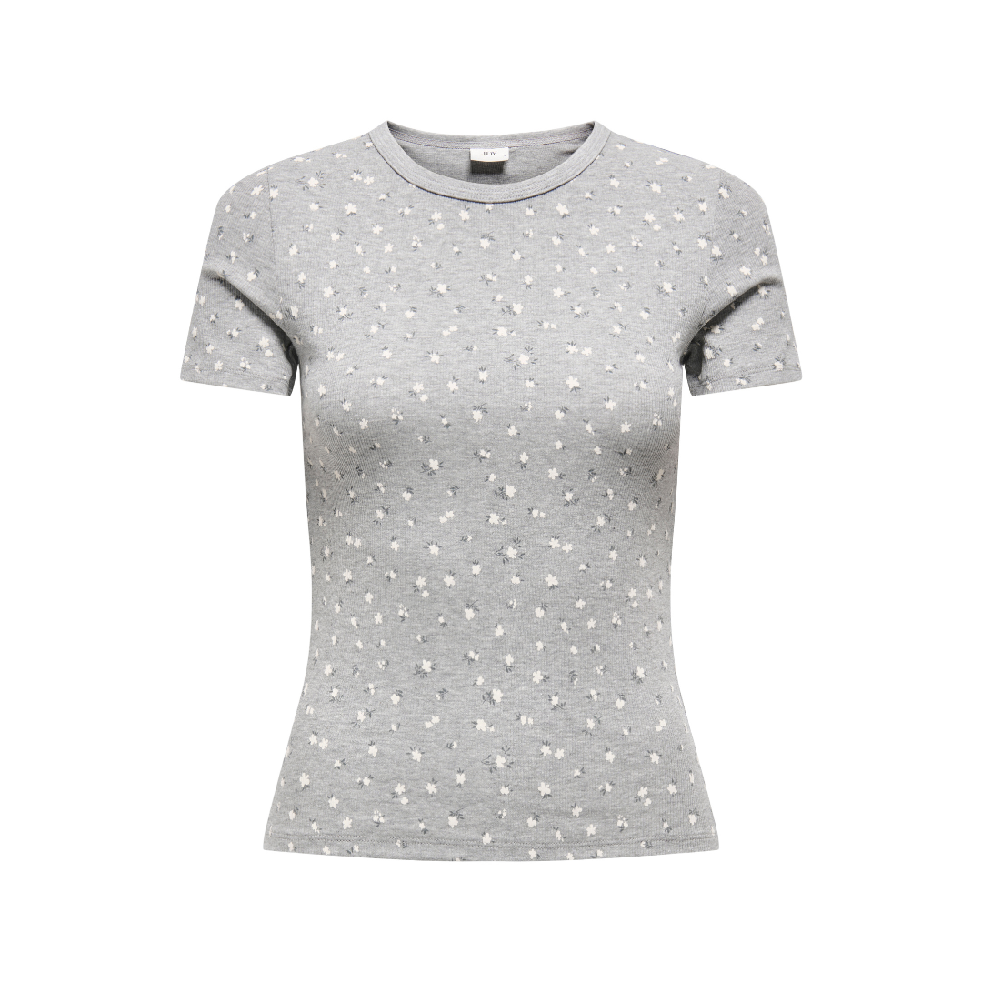 Lucky Top - Light Grey Soft Flower