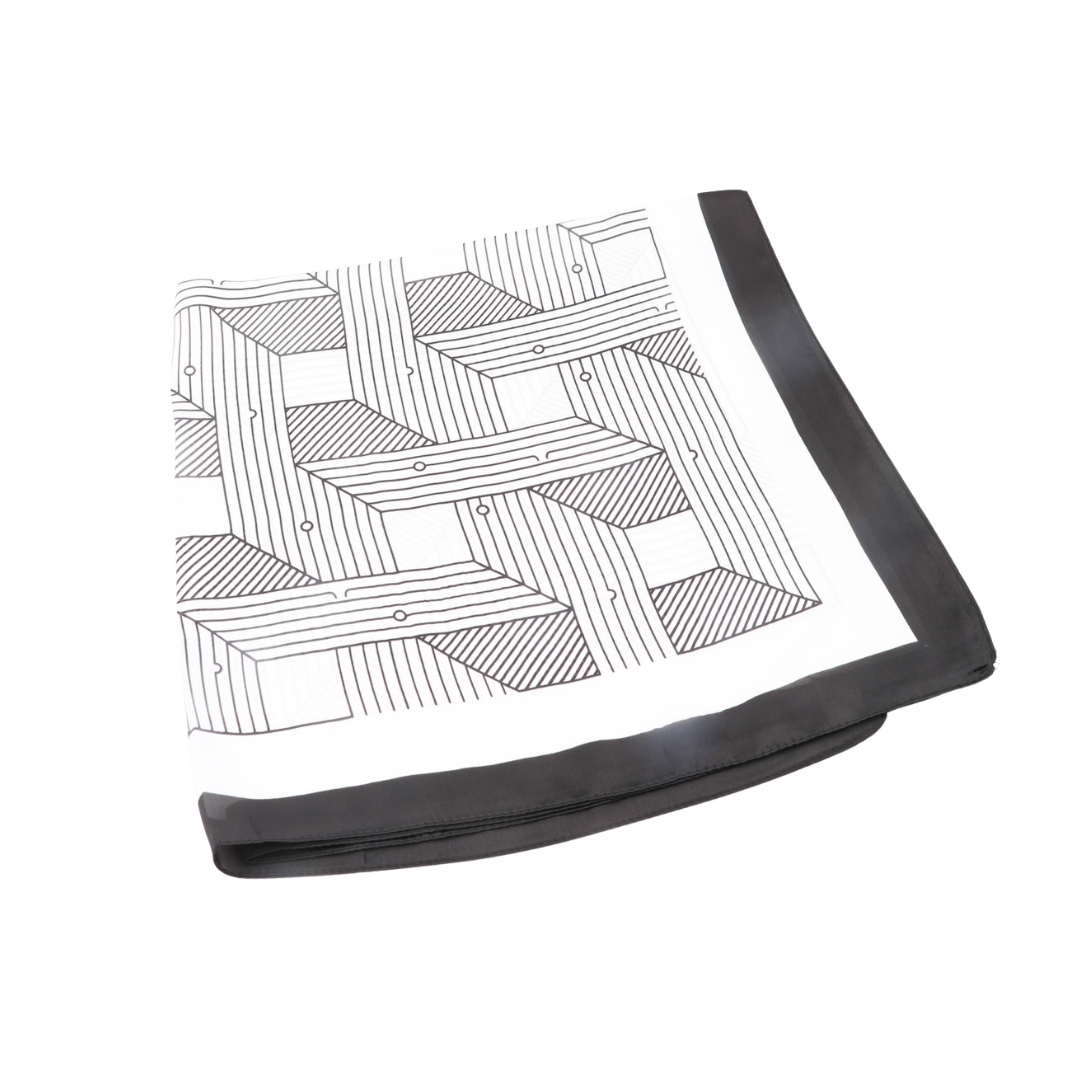 Silk Scarf Square - Cream/Black