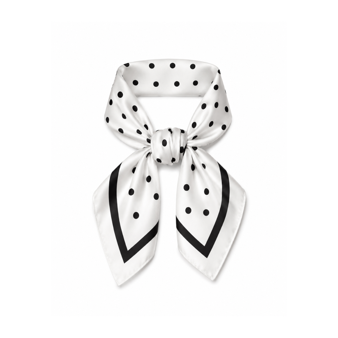Silk Dot Scarf - White/Black