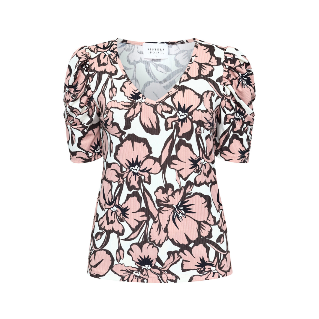Vya V-neck Top - Mauve Flower