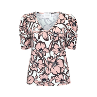 Vya V-neck Top - Mauve Flower
