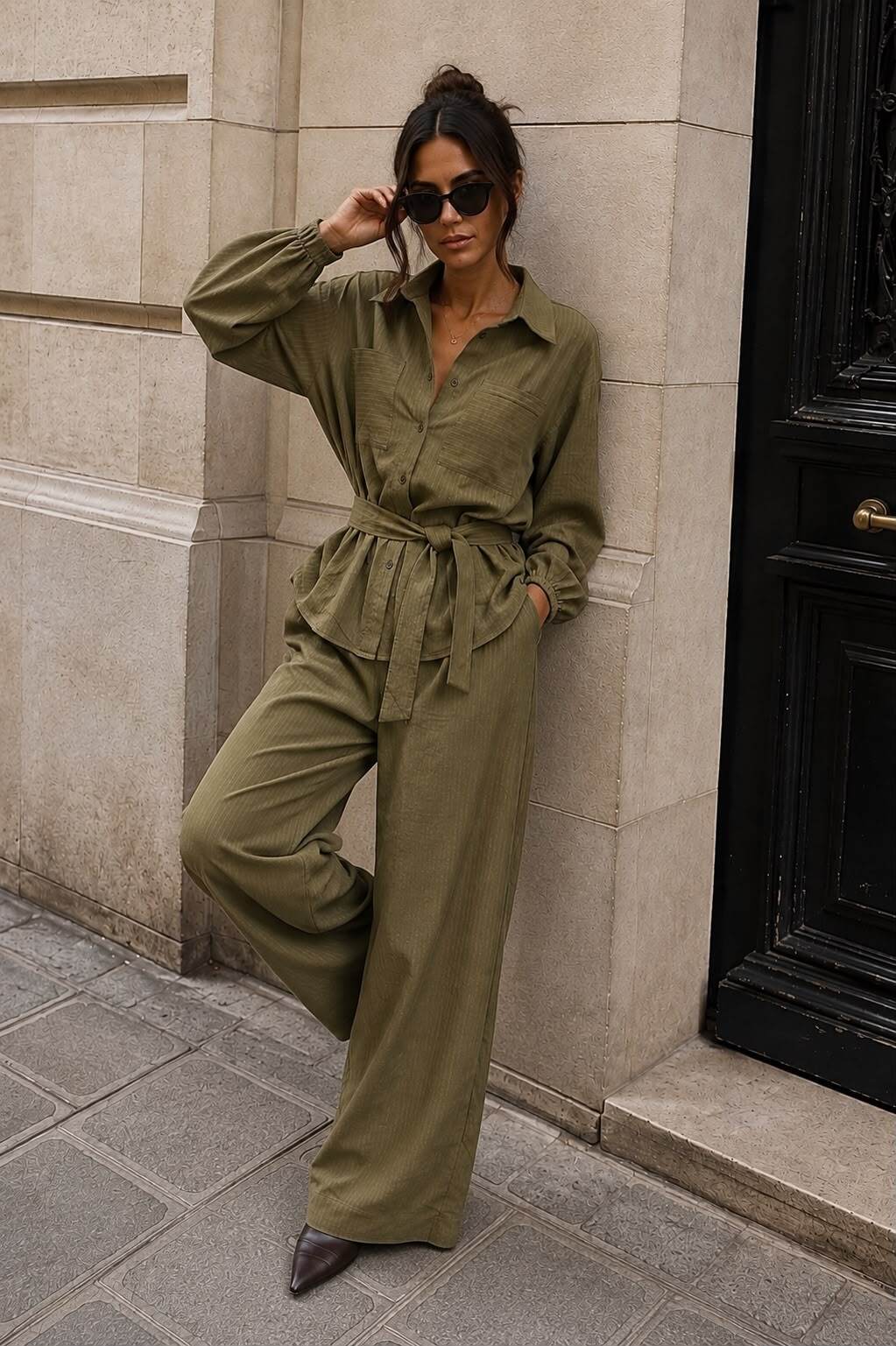 Olive Stripe Set