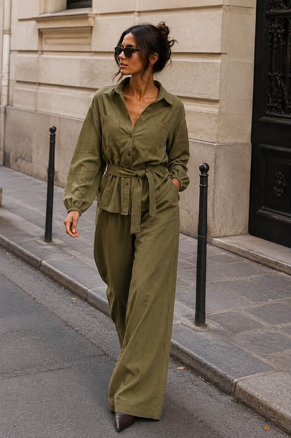 Olive Stripe Set