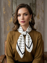Silk Dot Scarf - White/Black