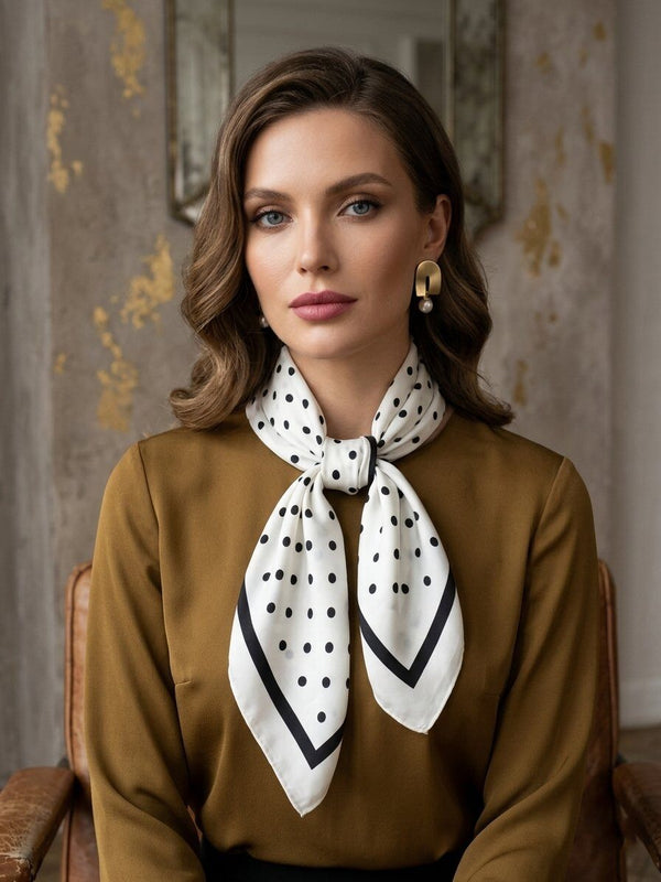 Silk Dot Scarf - White/Black