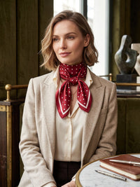 Silk Dot Scarf - Deep Red