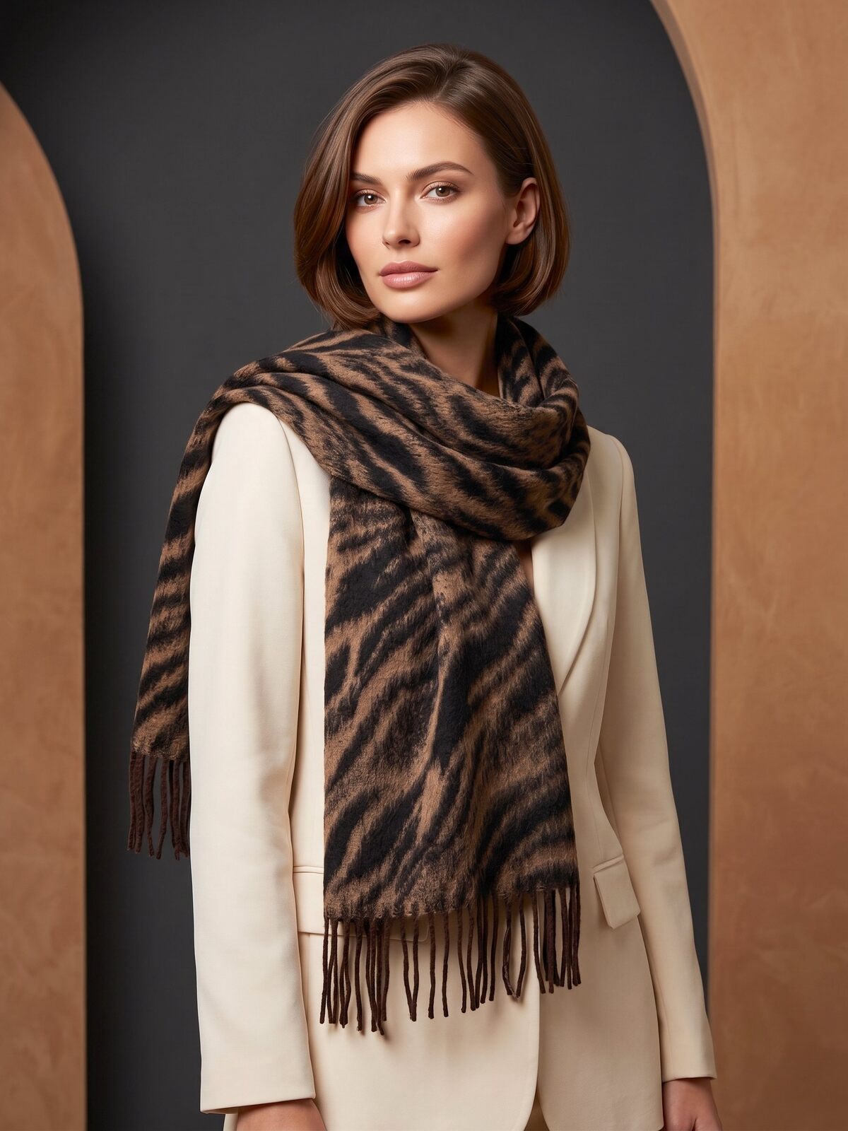 Zahra Scarf - Brown Zebra