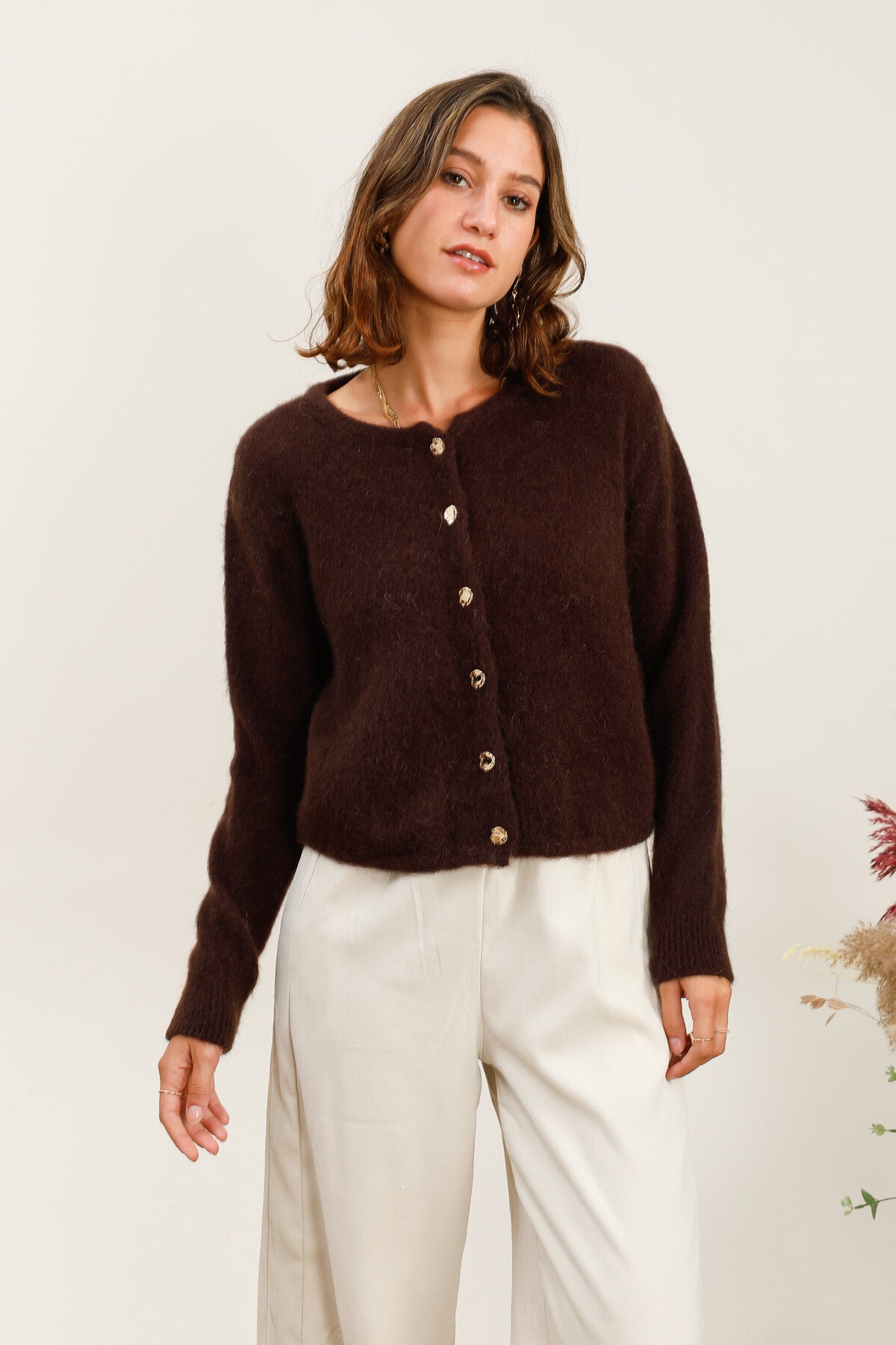 Tracy Mohair Cardigan - Dark Maroon