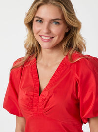 Illana Poplin Dress - Red