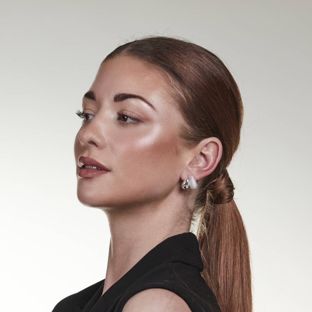 Corinne Crystal Small Earring - Silver