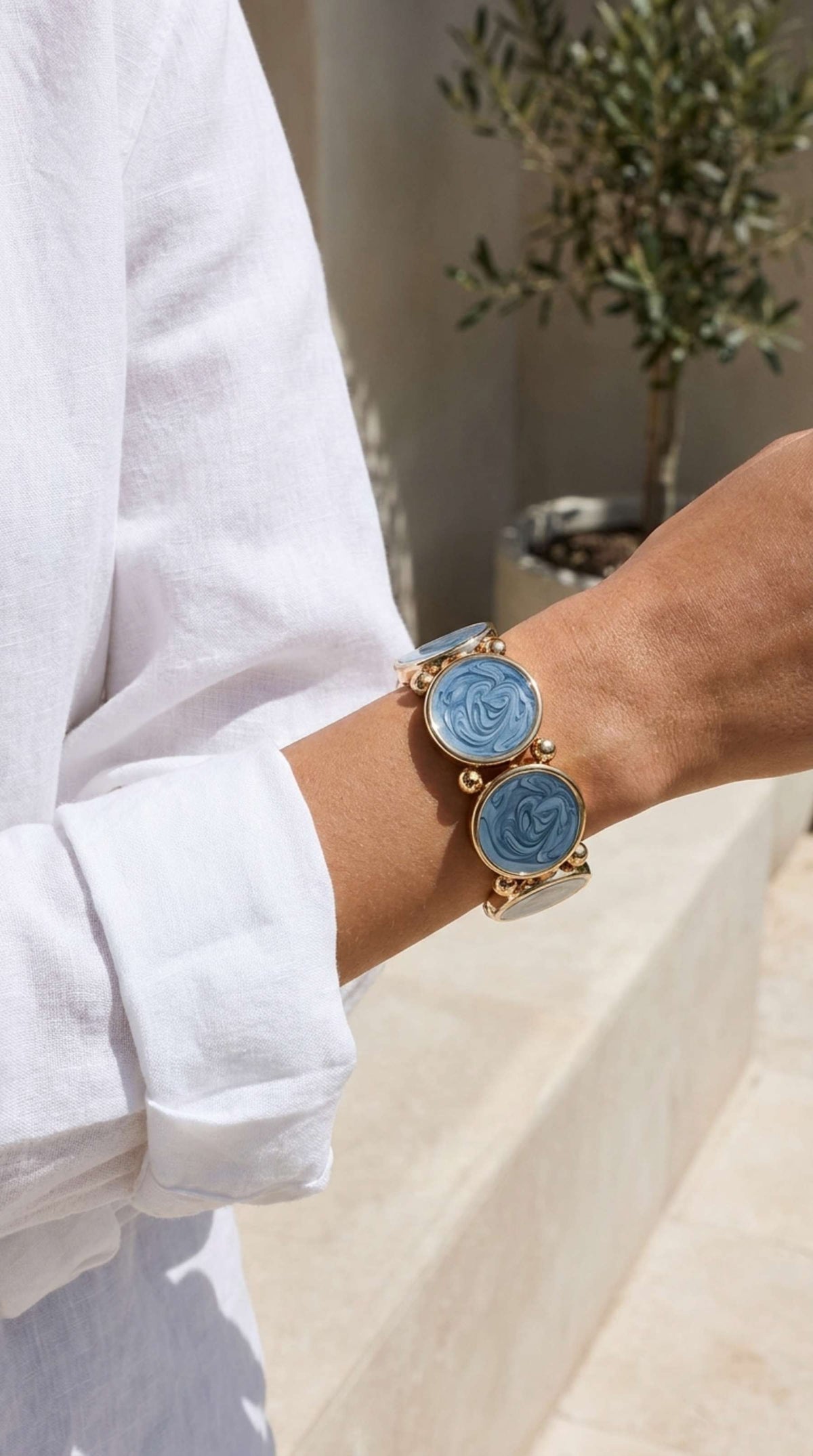 Ava Pearl Bracelet - Denim Blue
